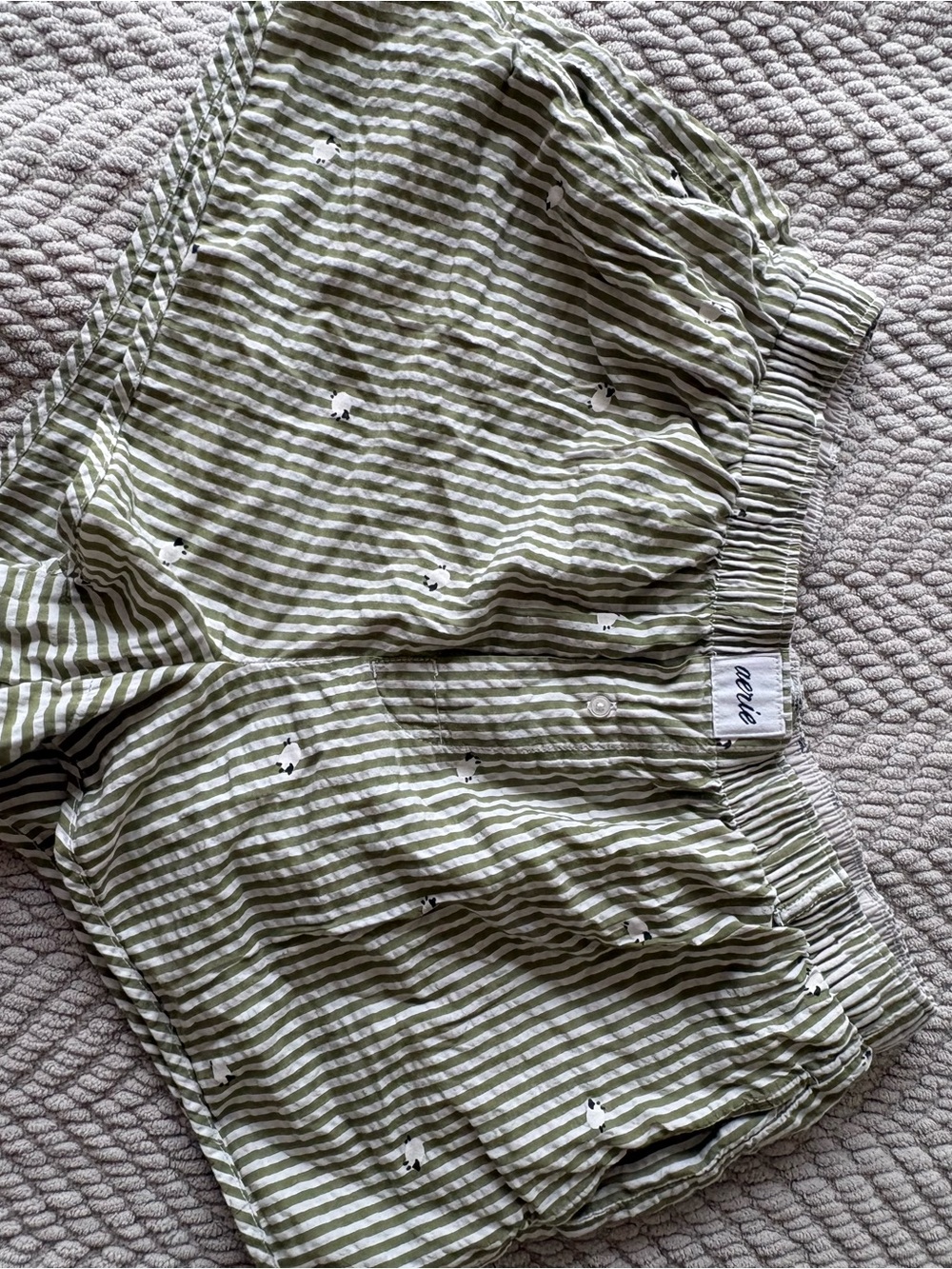 aerie counting sheep Olive and White Striped Button-Front Top - Picture 2 of 3